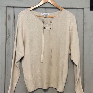Tommy Bahama Cream Lace-Up Sweater
